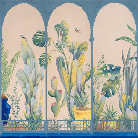 Jardin Marrakech Majorelle on painted Xuan paper