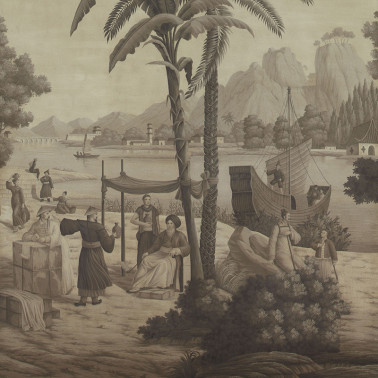 Procession Chinoise Eau Forte on antique scenic Xuan paper