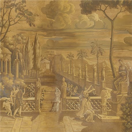 Telemachus Sepia on antique scenic Xuan paper