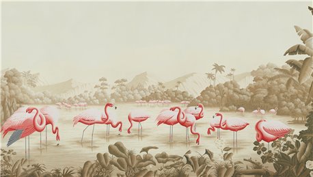 Flamingos Flamingo on Sepia scenic paper