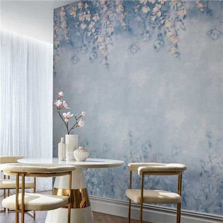 Trailing Magnolia Chambray Blue Luxury Floral Wall Mural 2109-158-03