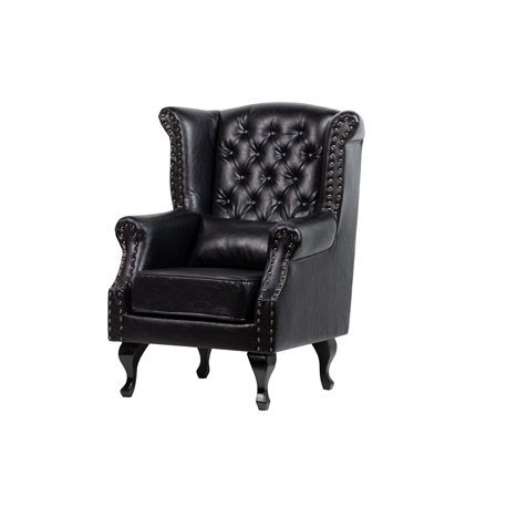 SILLON PU NEGRO PATAS MADERA REF-800103