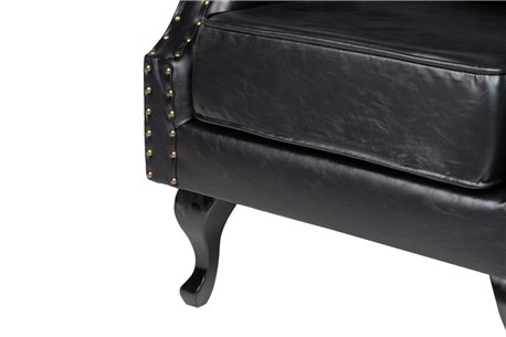 SILLON PU NEGRO PATAS MADERA REF-800103