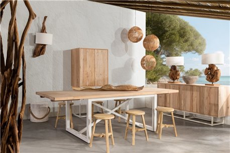 MESA COMEDOR MADERA-METAL GRECIA REF-901037