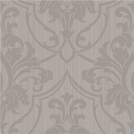 St Petersburg Damask Metallic Gilver On Taupe 88-8033