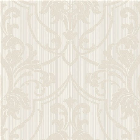 St Petersburg Damask Parchment On White 88-8036