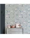 ANIMAL WALLPAPER - FOREST FRIENDS - MINT-SOFT TEAL