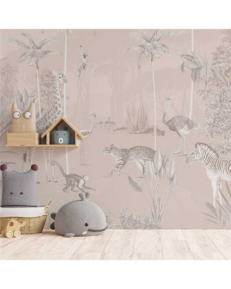 JUNGLE WALLPAPER - WILDLIFE'S PLAYGROUND - SOFT