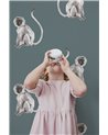 ANIMAL WALLPAPER - FUNKY MONKEY DUSTY TEAL