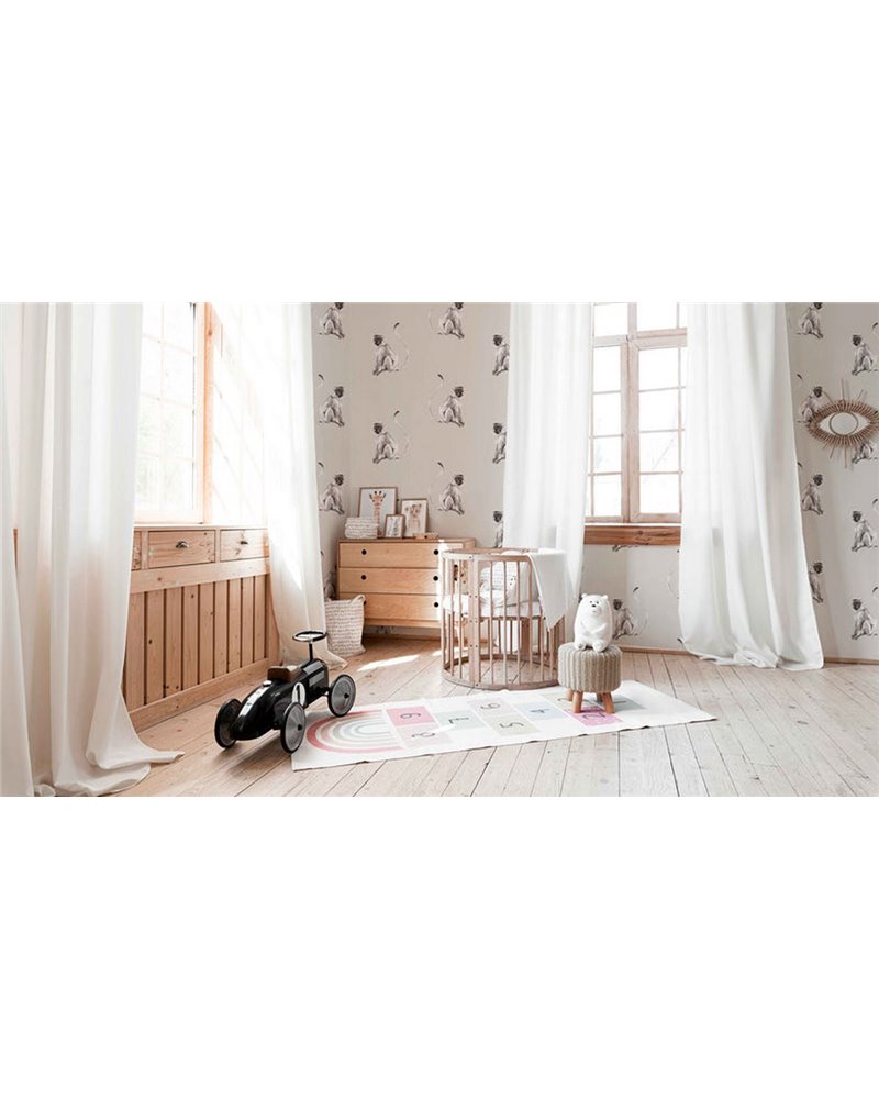 ANIMAL WALLPAPER - FUNKY MONKEY LIGHT GREY