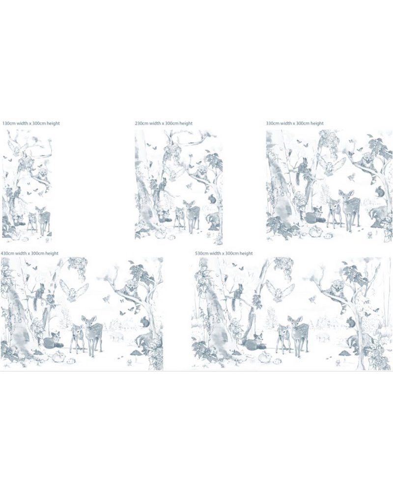 ANIMAL WALLPAPER - MAGICAL FOREST - SOFT TEAL