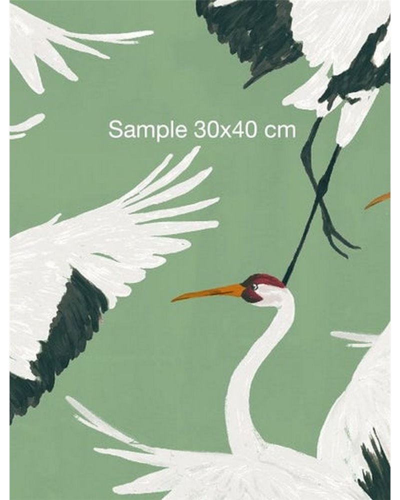 BIRD WALLPAPER - STORK GREEN