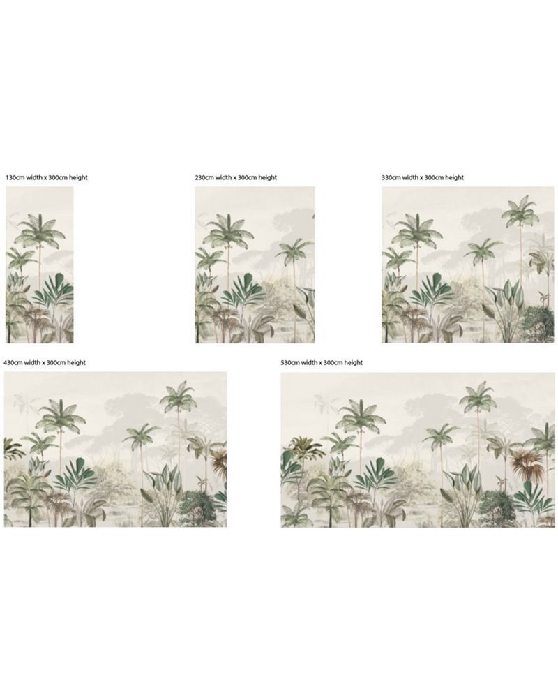 JUNGLE WALLPAPER - TROPICAL WILDERNESS - BEIGE-GREEN