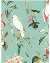 WALLPAPER - BIRDS OF PARADISE - SEA MINT