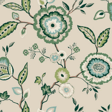 Dahlia Blooms Linen Jade GO8233