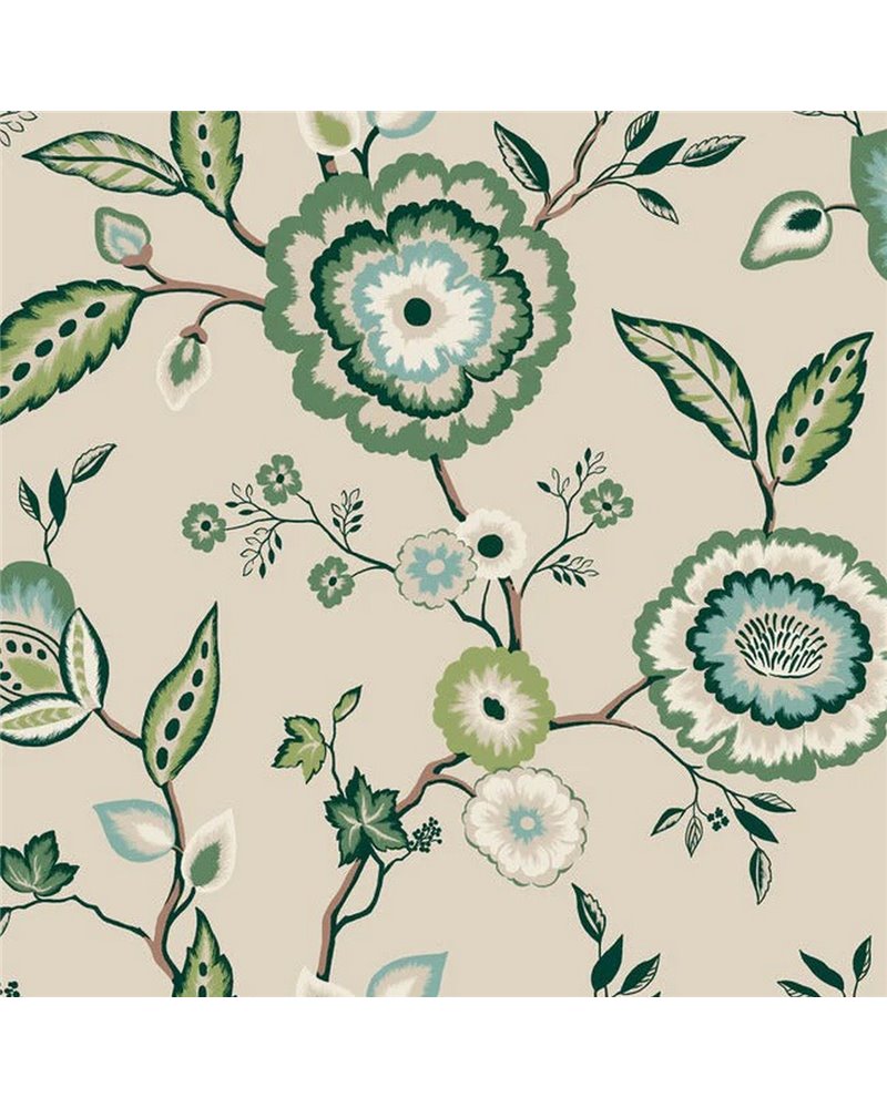 Dahlia Blooms Linen Jade GO8233