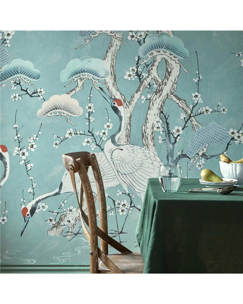 Kyoto Blossom Mist Blue Wall Mural 2311-174-03