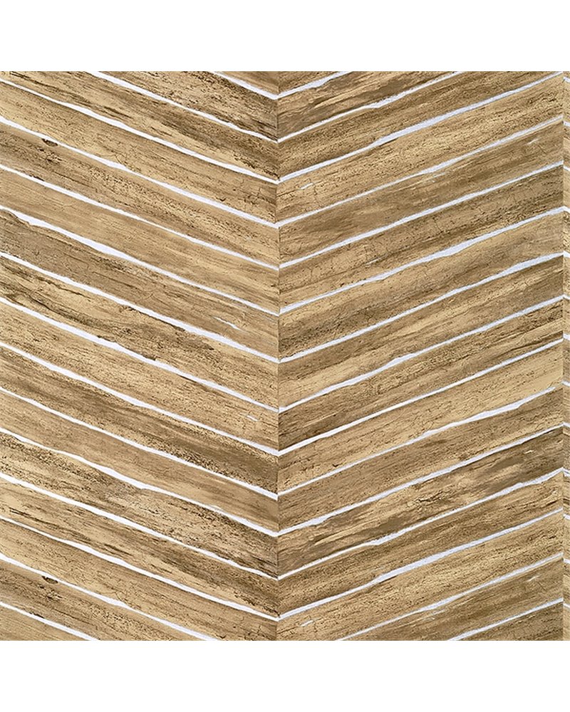 Wood Herringbone Natural On Metallic Silver T14573