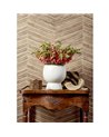 Wood Herringbone Natural On Metallic Silver T14573