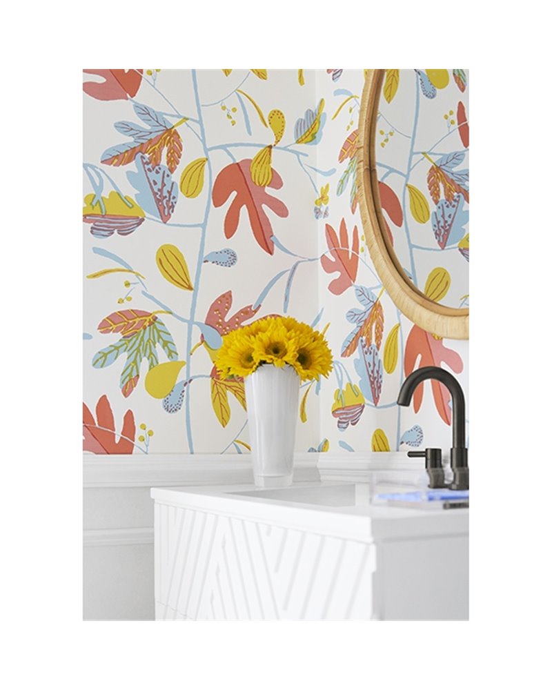 Matisse Leaf French Blue and Coral T16207