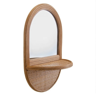 MIRROR NATURAL RATTAN SHELF...