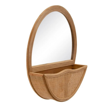 MIRROR NATURAL RATTAN SHELF...