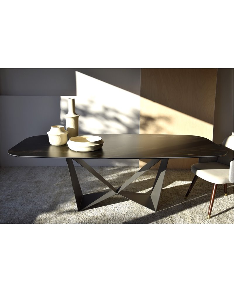 MESA COMEDOR CERAMICO MATE Y METAL REF. 34AC20863