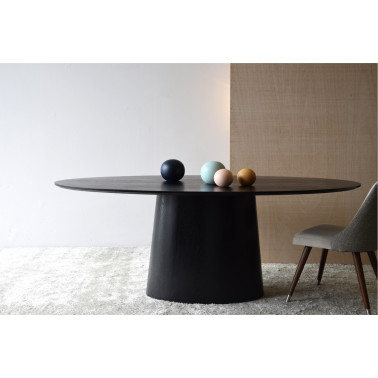 MESA COMEDOR OVAL FRESNO NEGRO MATE REF. 34AC606N