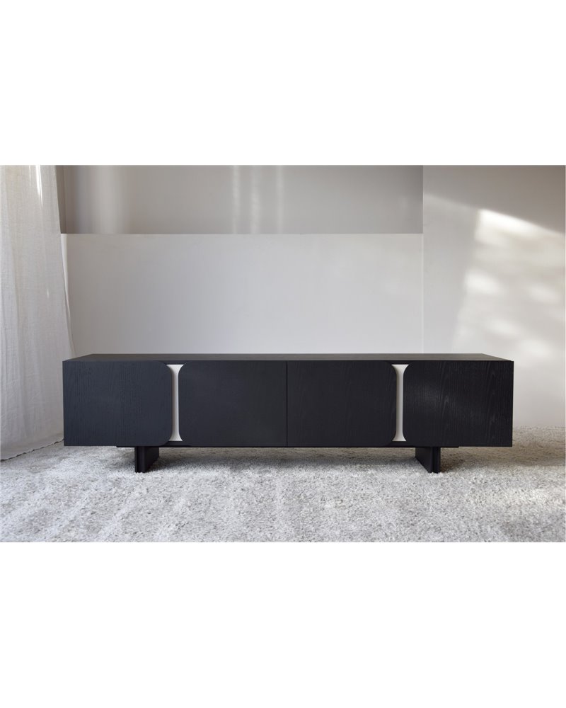 MUEBLE TV CURVAROBLE NEGRO Y ARENA MATE REF. 34H2319AN