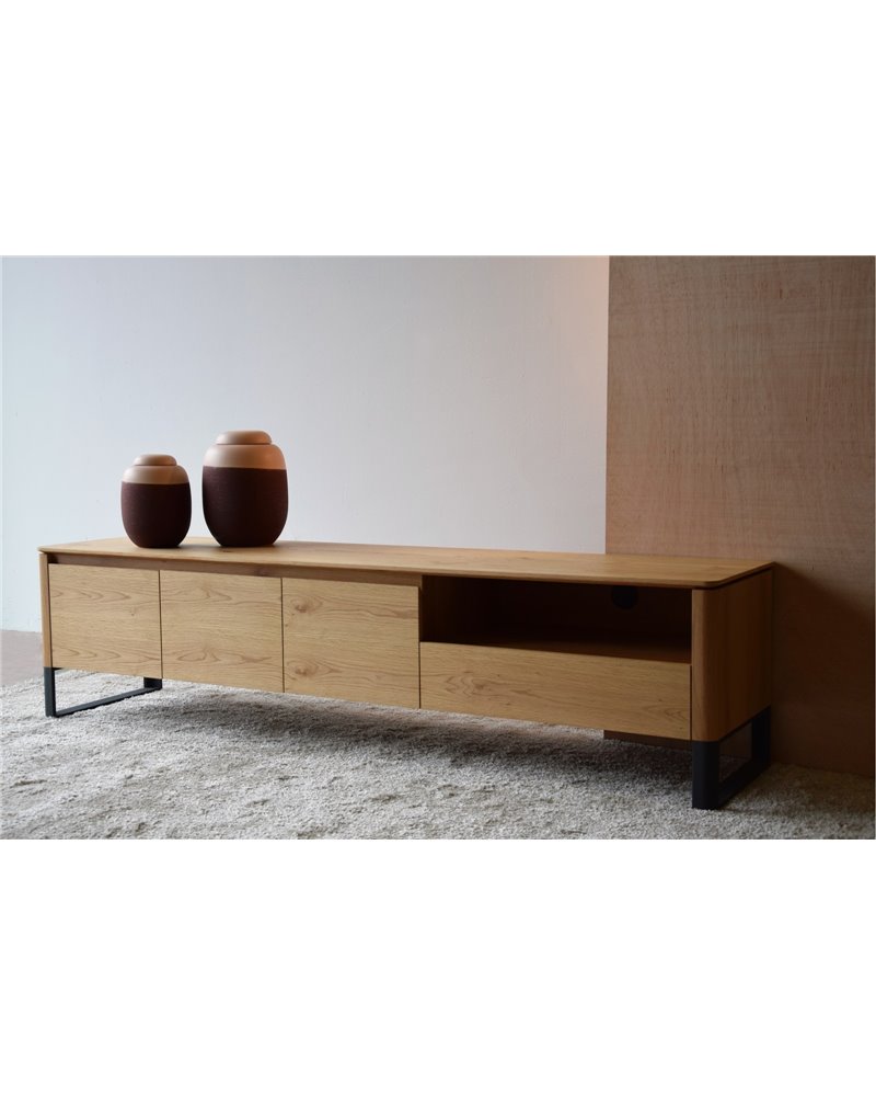 MUEBLE TV ROBLE NATURAL MATE ACERO NEGRO REF. 34H256RN