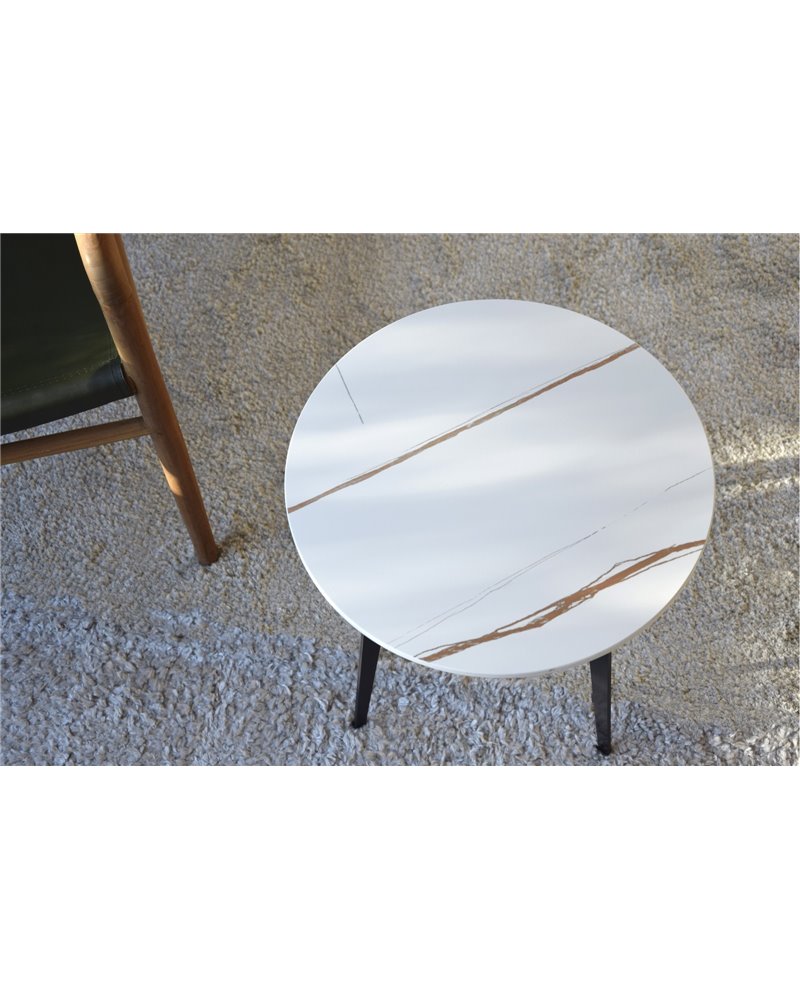 MESA AUXILIAR N02 METALPIEDRA BLANCO REF. 34AD2102