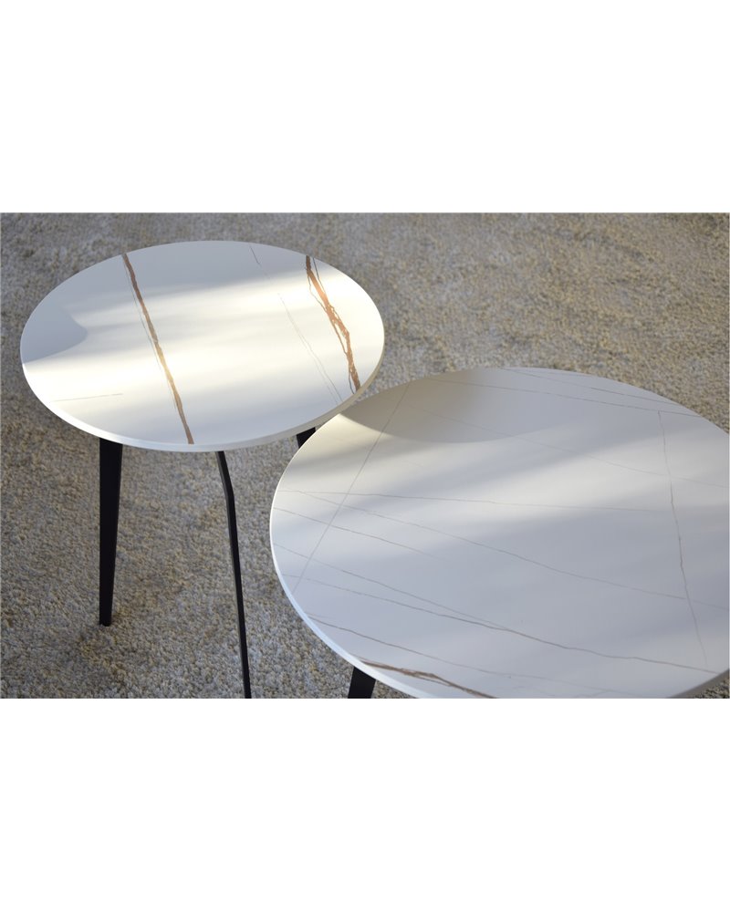 MESA AUXILIAR N02 METALPIEDRA BLANCO REF. 34AD2102