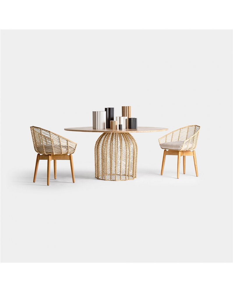 MESA COMEDOR PLISSÉ RATTAN REF. 28401