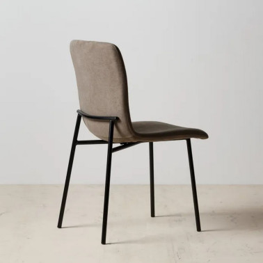 BROWN FABRIC-METAL CHAIR...