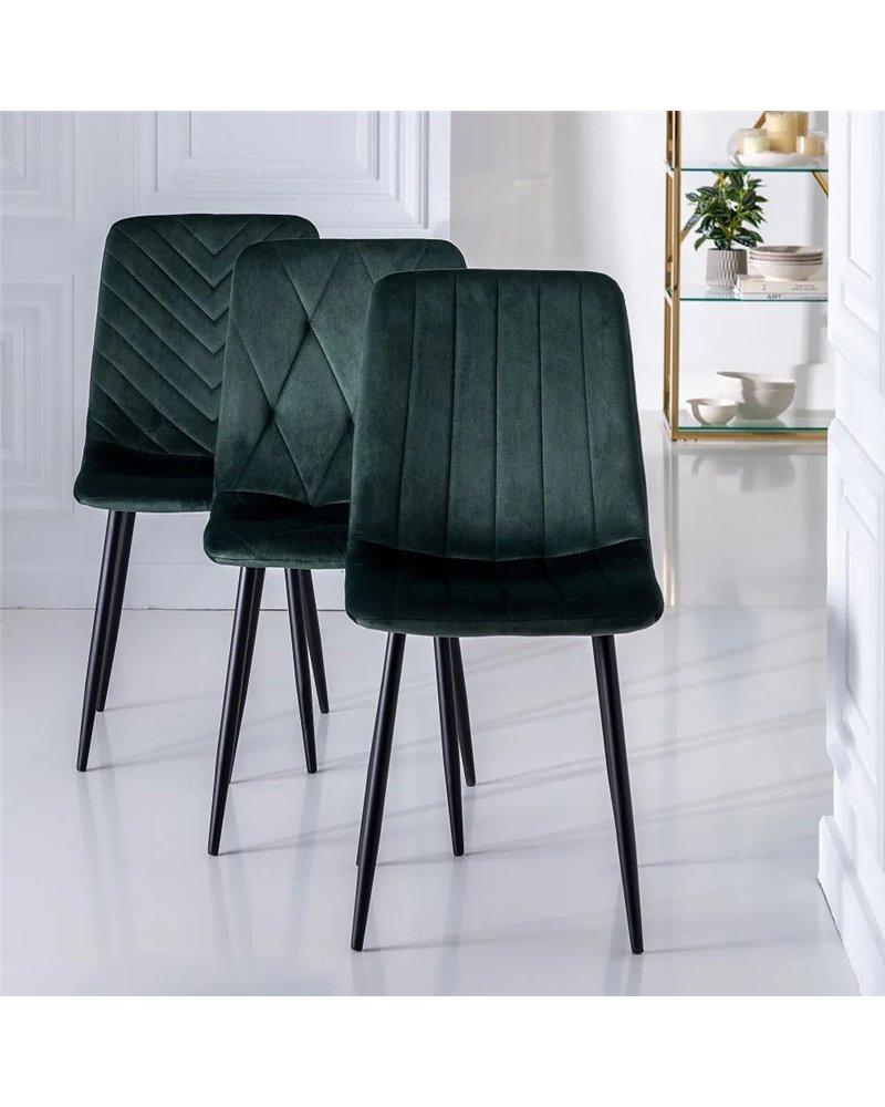 SILLA VERDE OSCURO METAL SALÓN 55 X 44 X 88,50 CM REF.606145