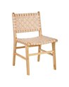 SILLA BEIGE MADERA TECA-PIEL 50 X 56 X 87 CM REF.600386