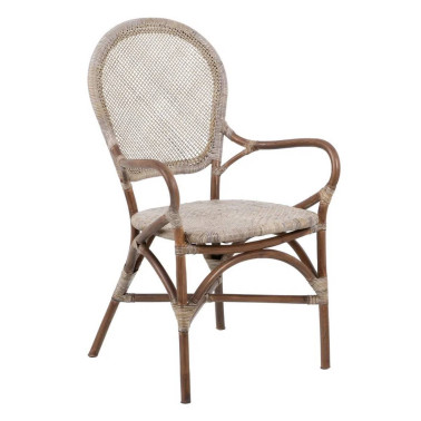 SILLA BEIGE-MARRÓN RATÁN 57 X 64 X 99 CM REF.152765