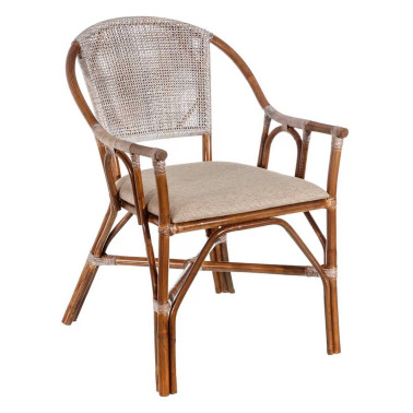 SILLA GRIS-MARRÓN RATTAN SALÓN 56 X 60 X 84 CM REF.105479