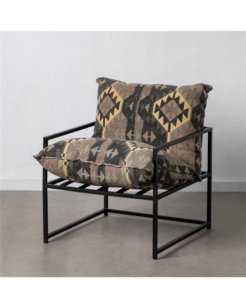 SILLÓN NEGRO-TAUPE TEJIDO-METAL SALÓN 70 X 84 X 86 CM REF.607863