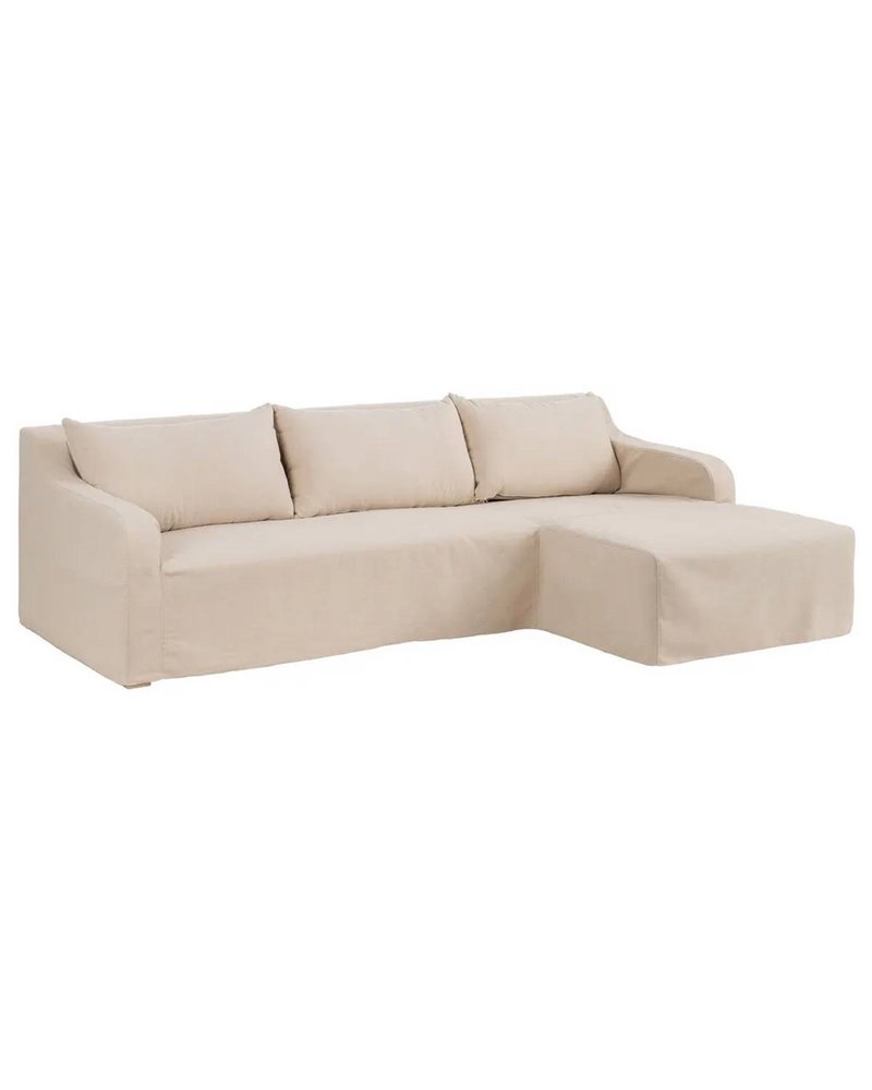 SOFÁ CHAISE LONGUE BEIGE TEJIDO SALÓN 249 X 160 X 73 CM REF.603248