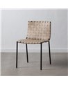 SILLA BEIGE-NEGRO METAL-PIEL 44,50 X 51 X 77 CM REF.600799