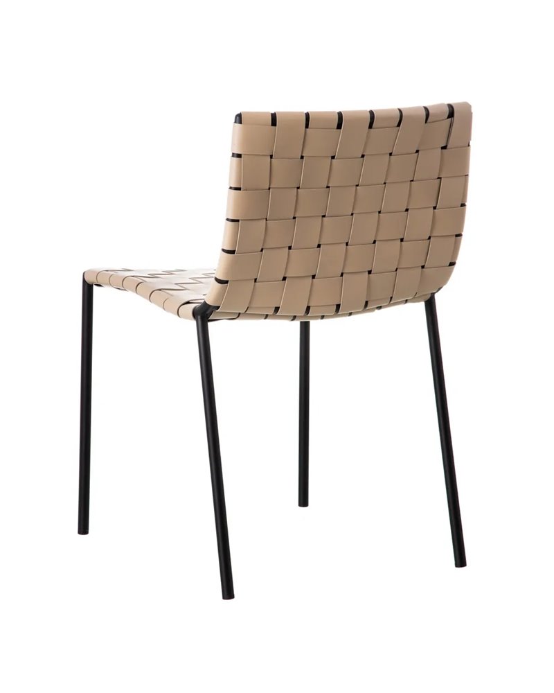 SILLA BEIGE-NEGRO METAL-PIEL 44,50 X 51 X 77 CM REF.600799