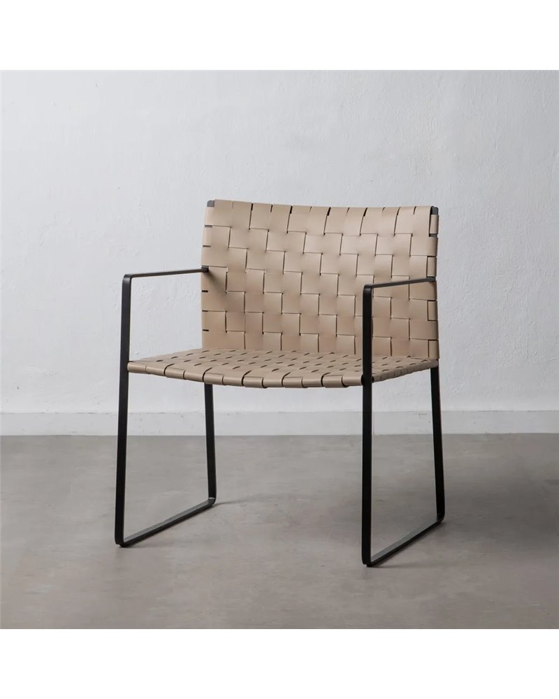 SILLA CON BRAZO BEIGE-NEGRO 60,50 X 57,50 X 77 CM REF.600803