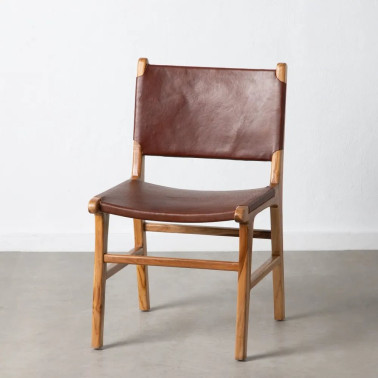 BROWN TEAK-LEATHER CHAIR 50...