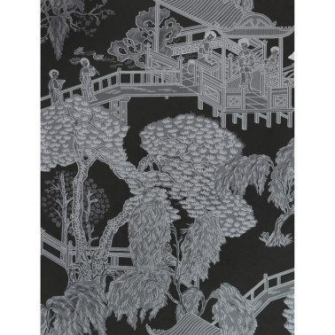 Papel Pintado GDW-5252-002 Zhou Jun Negro-Plata - LORENZO CASTILLO