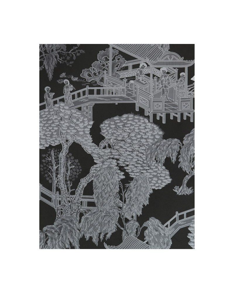 Papel Pintado GDW-5252-002 Zhou Jun Negro-Plata - LORENZO CASTILLO