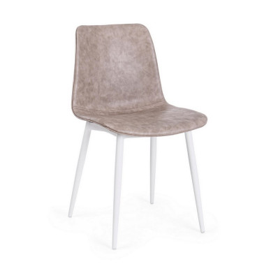 SILLA KYRA PU BEIGE VINT. ESTRUCT. BLANC