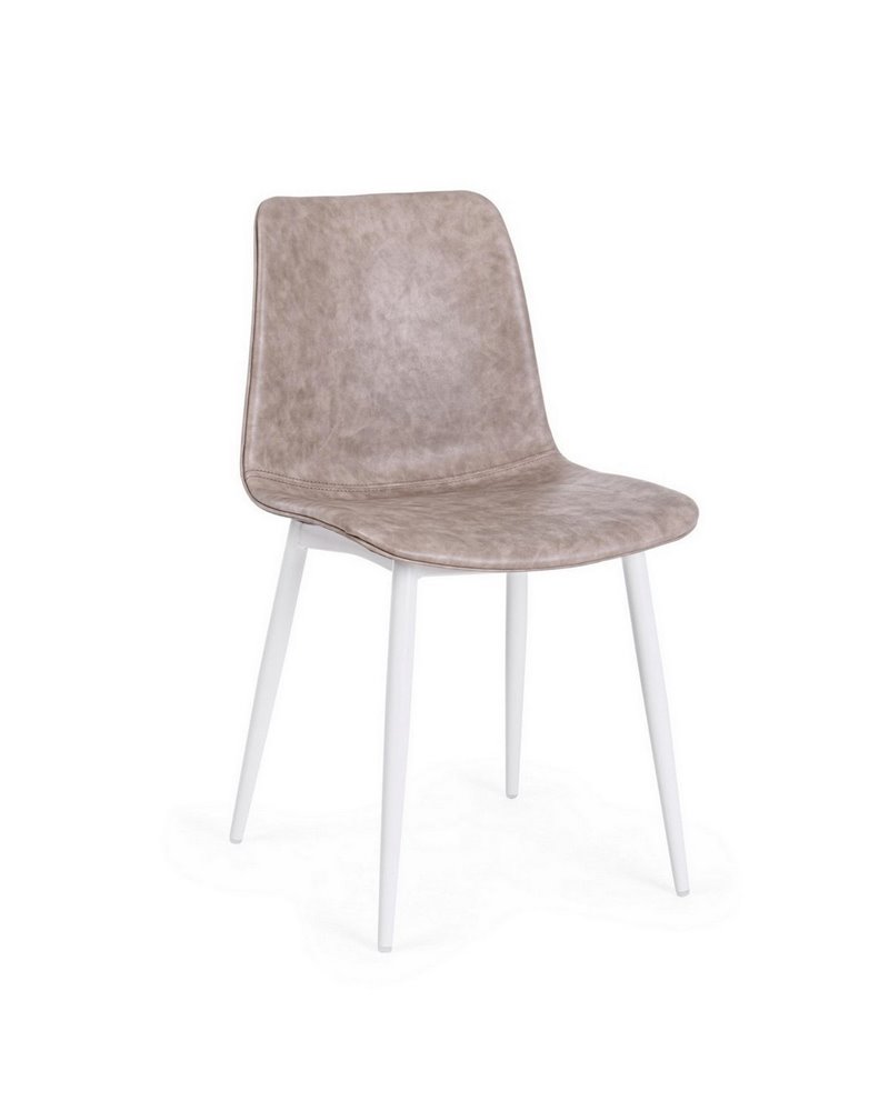 SILLA KYRA PU BEIGE VINT. ESTRUCT. BLANC