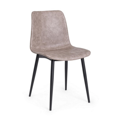 SILLA KYRA PU BEIGE VINT. ESTRUCT. NEGRO