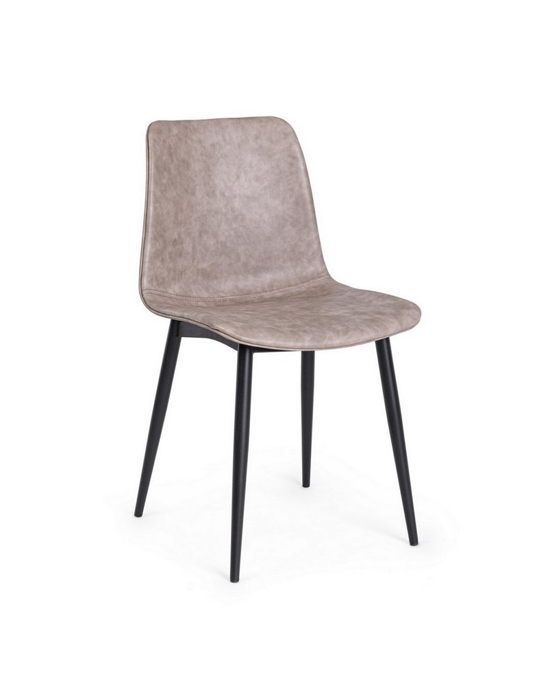 SILLA KYRA PU BEIGE VINT. ESTRUCT. NEGRO